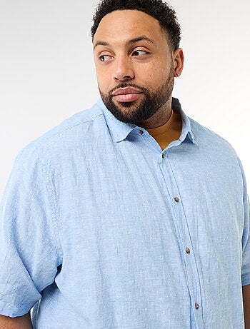 Chemise manches courtes en lin mélangé