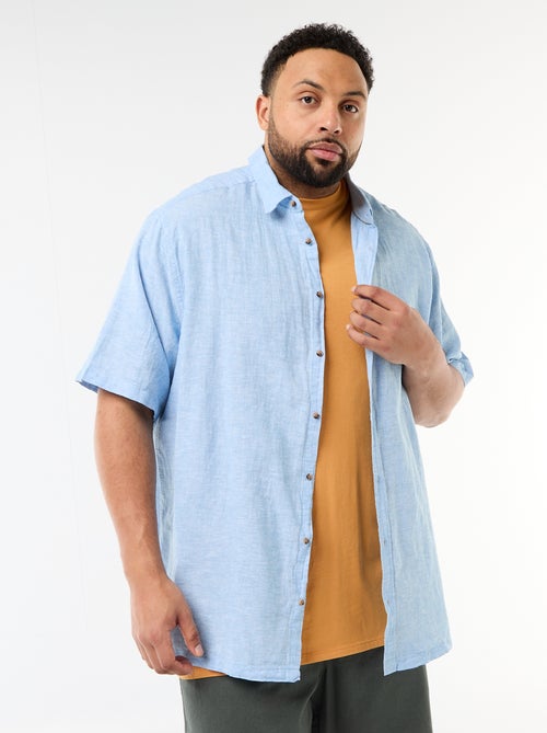 Chemise manches courtes en lin mélangé - Kiabi
