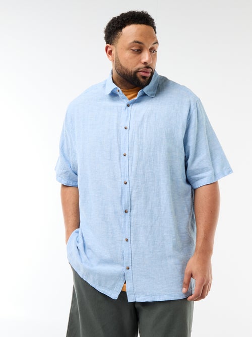Chemise manches courtes en lin mélangé - Kiabi