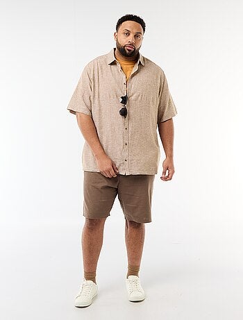 Chemise manches courtes en lin mélangé