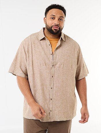 Chemise manches courtes en lin mélangé