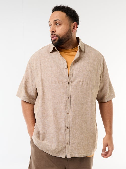 Chemise manches courtes en lin mélangé - Kiabi