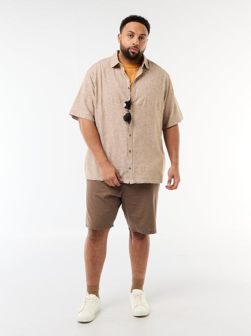 Chemise manches courtes en lin mélangé - Kiabi