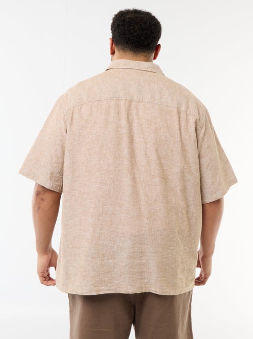 Chemise manches courtes en lin mélangé - Kiabi