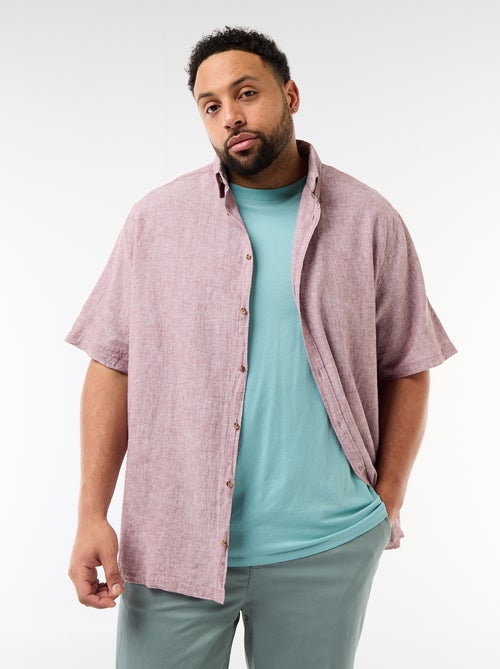 Chemise manches courtes en lin mélangé - Kiabi