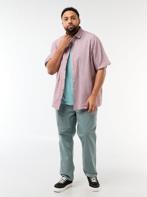 Chemise manches courtes en lin mélangé - Kiabi