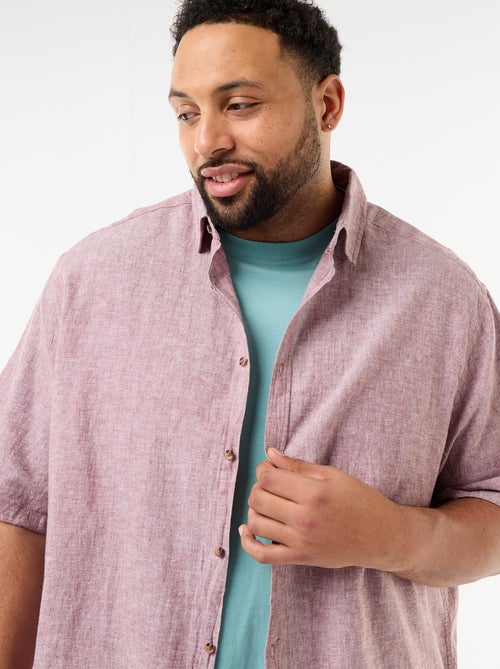 Chemise manches courtes en lin mélangé - Kiabi