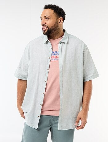 Chemise manches courtes en lin mélangé