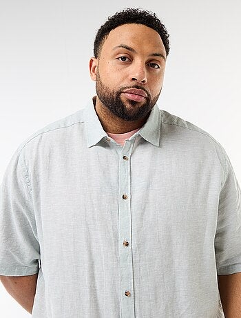 Chemise manches courtes en lin mélangé