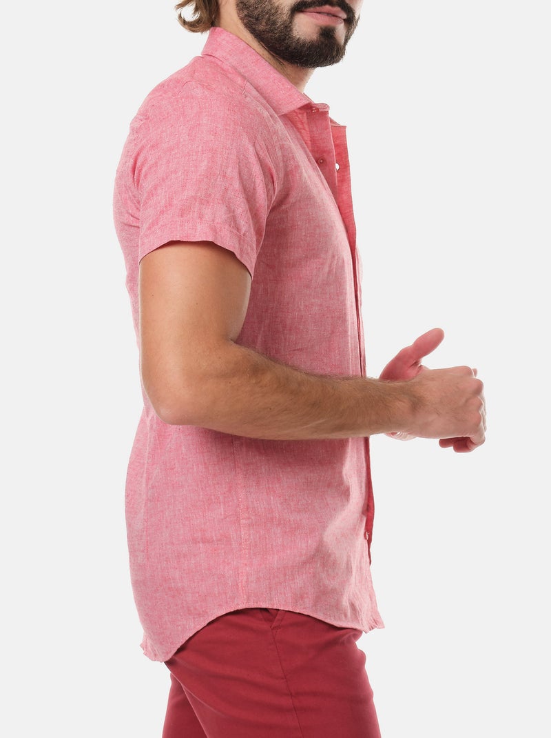 Chemise manches courtes en lin Rouge - Kiabi