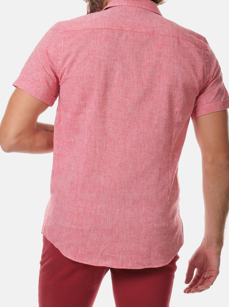 Chemise manches courtes en lin Rouge - Kiabi