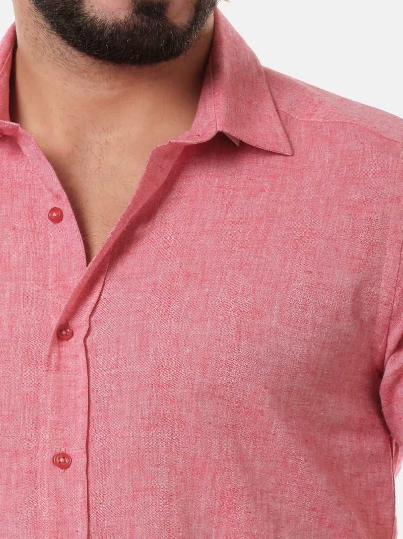 Chemise manches courtes en lin Rouge - Kiabi