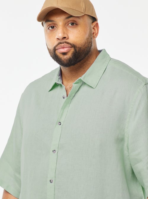 Chemise manches courtes en lin - Kiabi