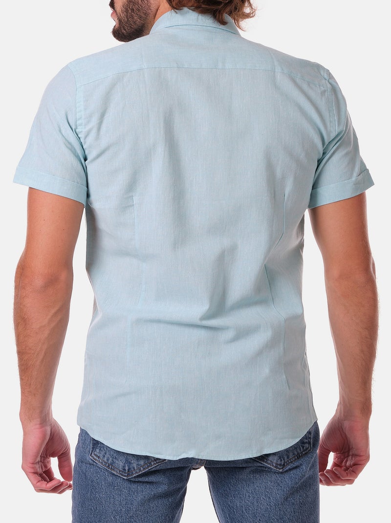 Chemise manches courtes en lin Vert - Kiabi