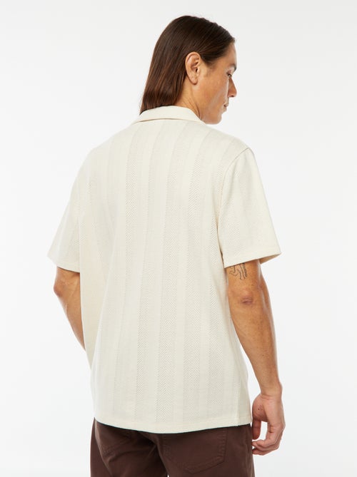 Chemise manches courtes en maille ajourée - Kiabi