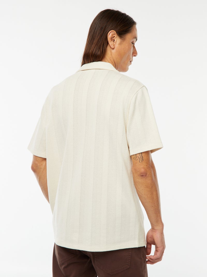 Chemise manches courtes en maille ajourée Blanc - Kiabi
