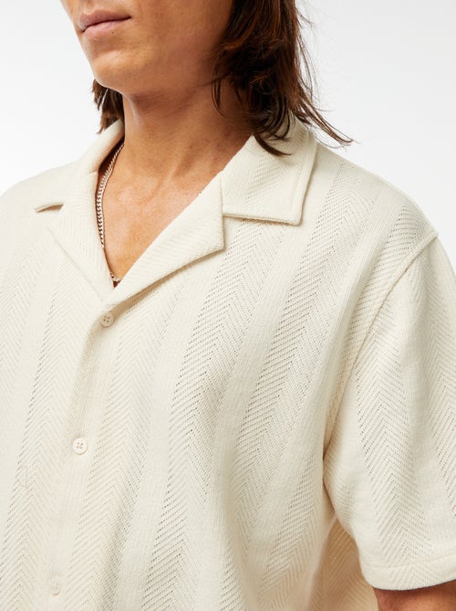 Chemise manches courtes en maille ajourée - Kiabi