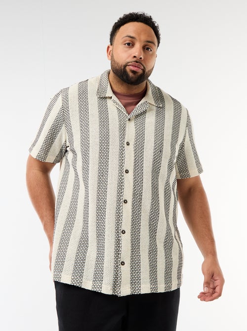 Chemise manches courtes en maille ajourée - Kiabi