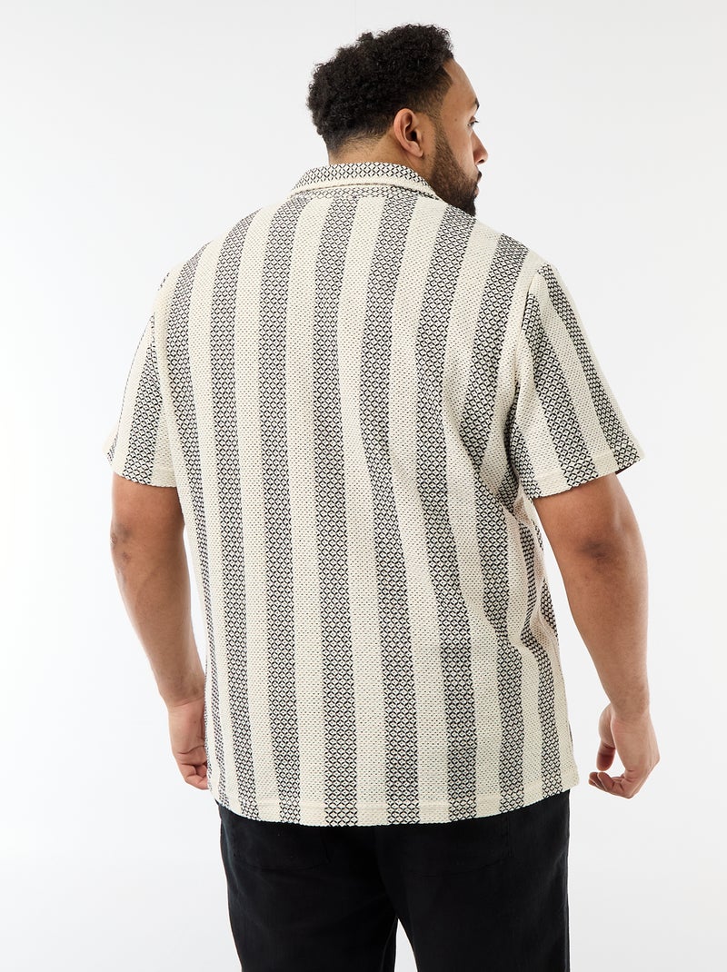 Chemise manches courtes en maille ajourée Blanc - Kiabi