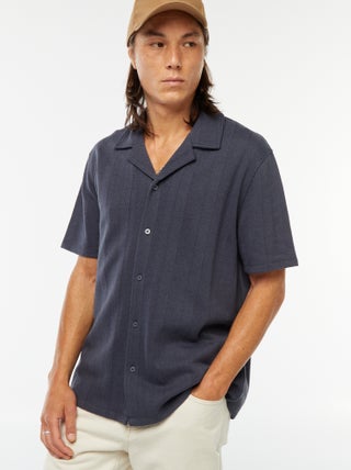 Chemise manches courtes en maille ajourée