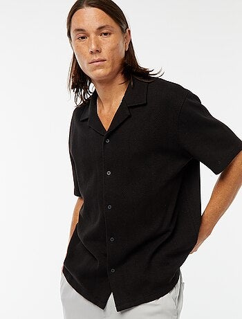 Chemise manches courtes en maille ajourée