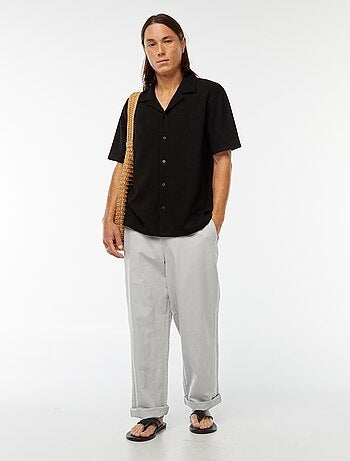 Chemise manches courtes en maille ajourée