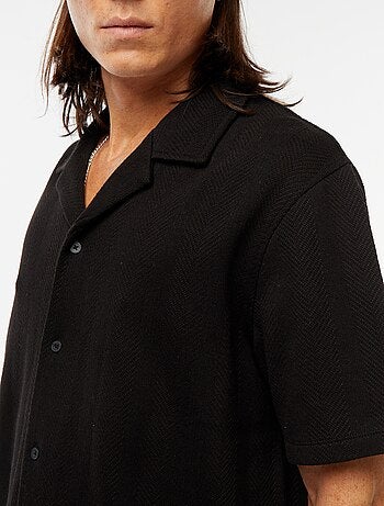 Chemise manches courtes en maille ajourée
