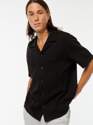 Chemise manches courtes en maille ajourée
