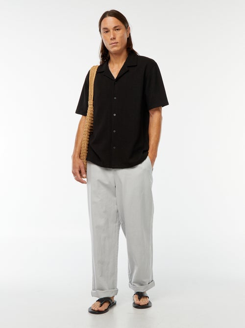 Chemise manches courtes en maille ajourée - Kiabi