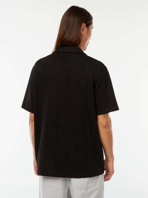 Chemise manches courtes en maille ajourée - Kiabi