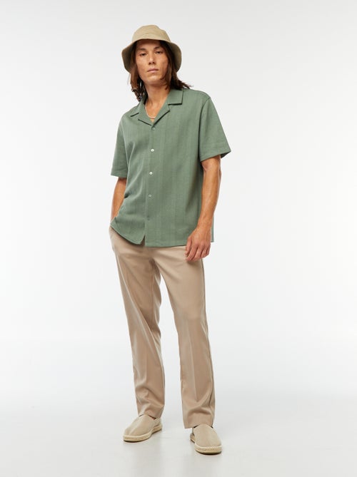 Chemise manches courtes en maille ajourée - Kiabi