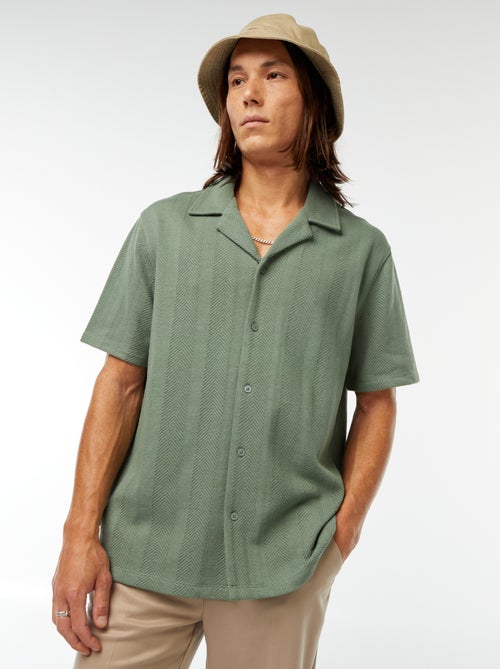 Chemise manches courtes en maille ajourée - Kiabi