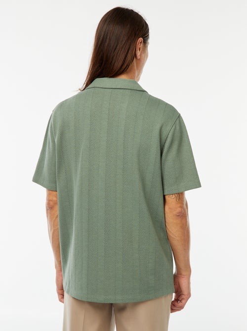 Chemise manches courtes en maille ajourée - Kiabi