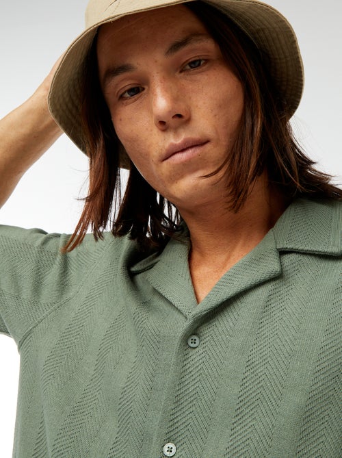 Chemise manches courtes en maille ajourée - Kiabi