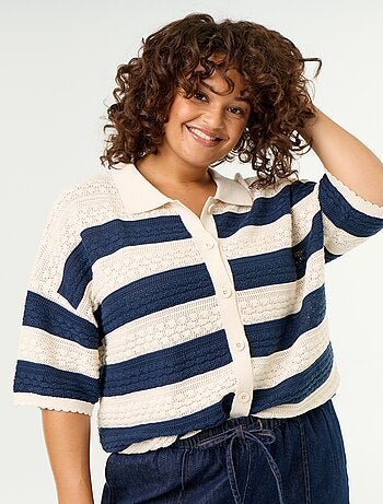 Chemise manches courtes en maille crochet
