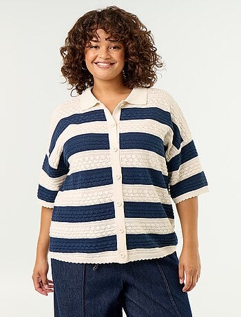 Chemise manches courtes en maille crochet