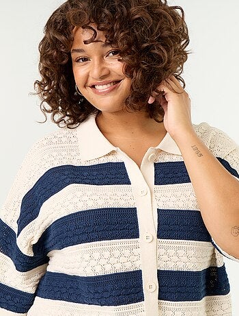 Chemise manches courtes en maille crochet