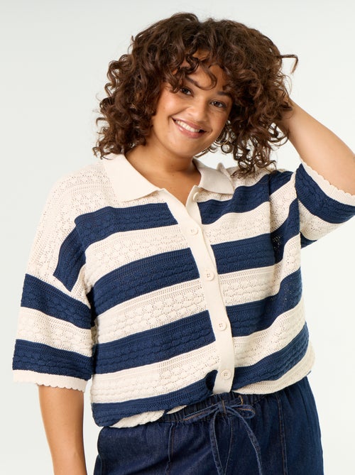 Chemise manches courtes en maille crochet - Kiabi