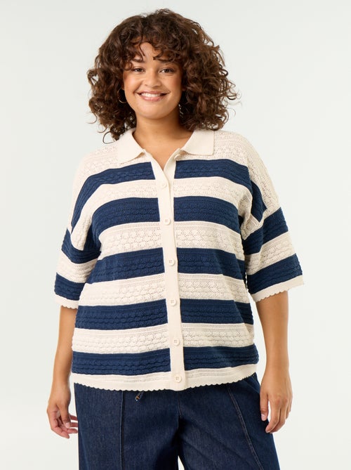 Chemise manches courtes en maille crochet - Kiabi