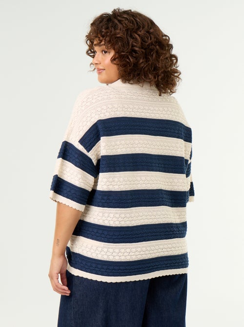 Chemise manches courtes en maille crochet - Kiabi