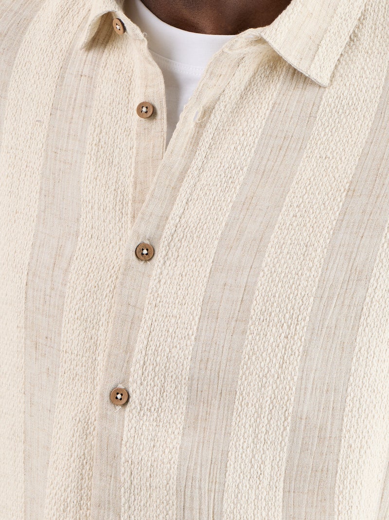 Chemise manches courtes en maille crochet Beige - Kiabi