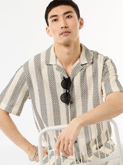 Chemise manches courtes en maille crochet - Kiabi