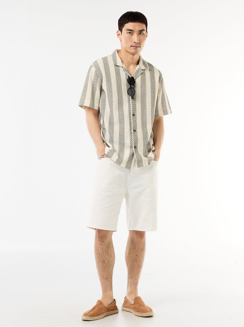 Chemise manches courtes en maille crochet Blanc - Kiabi