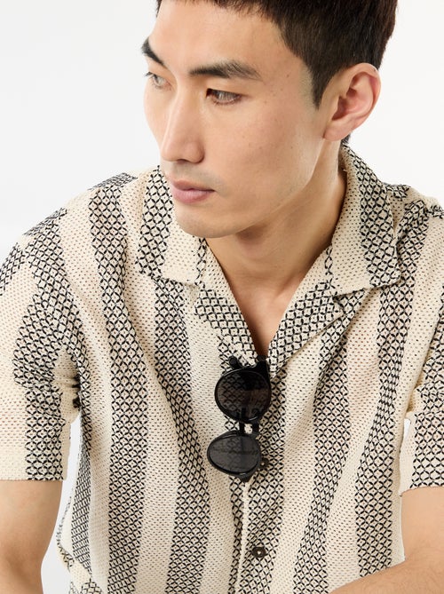 Chemise manches courtes en maille crochet - Kiabi