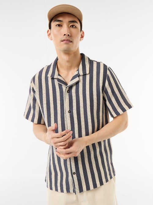 Chemise manches courtes en maille crochet - Kiabi