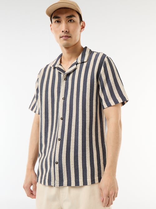 Chemise manches courtes en maille crochet - Kiabi