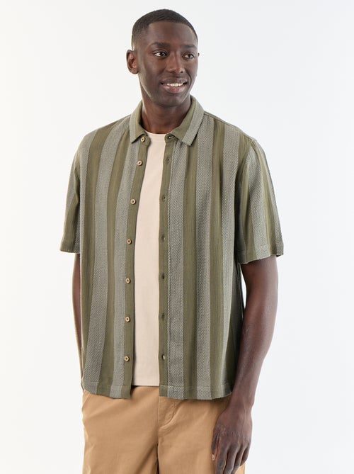 Chemise manches courtes en maille crochet - Kiabi
