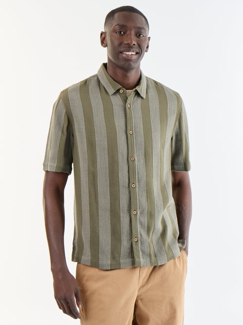 Chemise manches courtes en maille crochet - Kiabi