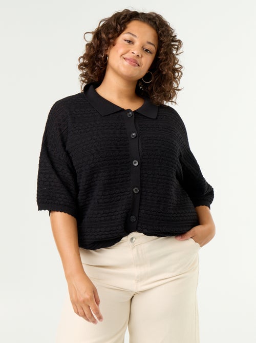 Chemise manches courtes en maille crochet - Kiabi