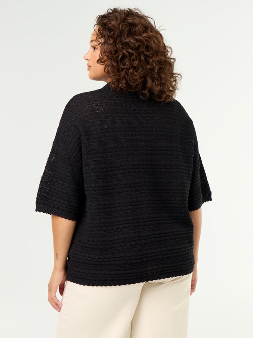 Chemise manches courtes en maille crochet - Kiabi
